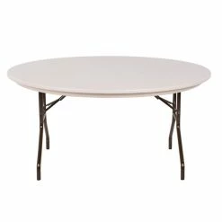 Correll Round Folding Table, 60" Tamper-Resistant Plastic, Mocha Granite -Lancaster Table & Seating Shop 1003488