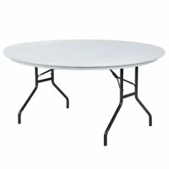 Correll Round Folding Table, 60" Tamper-Resistant Plastic, Gray -Lancaster Table & Seating Shop 1003503