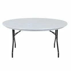 Correll Round Folding Table, 60" Tamper-Resistant Plastic, Gray -Lancaster Table & Seating Shop 1003504
