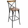 BFM Seating Henry Sand Black Steel Bar Height Chair With Autumn Ash Wooden Back And Seat