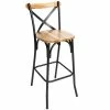BFM Seating Henry Sand Black Steel Bar Height Chair With Natural Ash Wooden Back And Seat
