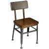 BFM Seating Lincoln Clear Coated Steel Side Chair With Steel Back And Autumn Ash Wooden Seat