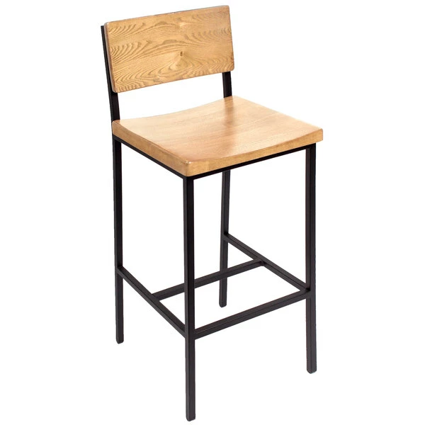 BFM Seating Memphis Sand Black Steel Bar Height Chair With Natural Ash Wooden Back And Seat 1 BFM Seating Memphis Sand Black Steel Bar Height Chair With Natural Ash Wooden Back And Seat
