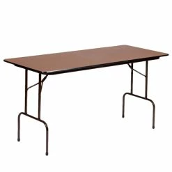 Correll 18" X 48" Rectangular Walnut Light Duty Melamine Folding Table
