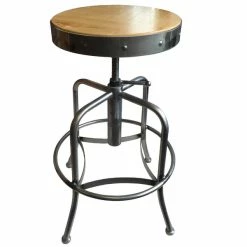 Holland Bar Stool 910CLNAT Clear Coat Steel Height Adjustable Stool With Natural Finish Seat