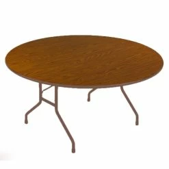 Correll 60" Round Medium Oak High Pressure Heavy Duty Folding Table