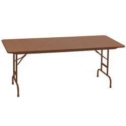 Correll 30" X 60" Rectangular Medium Oak High Pressure Heavy Duty Adjustable Folding Table