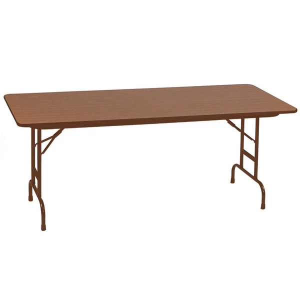 Correll 30" X 96" Rectangular Medium Oak High Pressure Heavy Duty Adjustable Folding Table 1 Correll 30" X 96" Rectangular Medium Oak High Pressure Heavy Duty Adjustable Folding Table