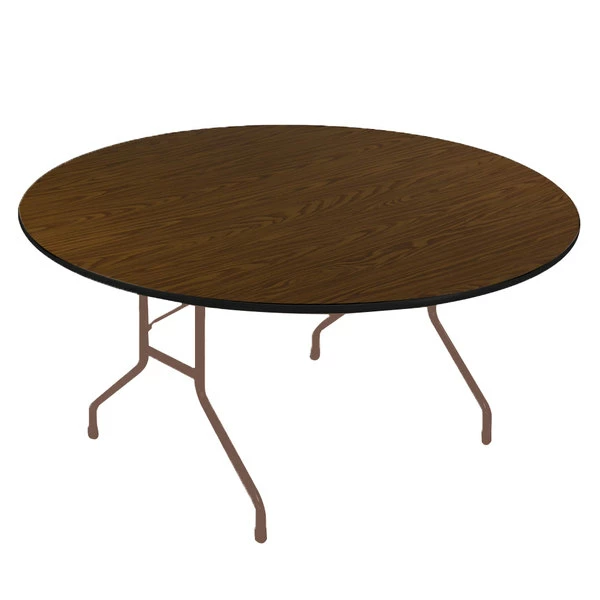 Correll 60" Round Walnut High Pressure Heavy Duty Folding Table 1 Correll 60" Round Walnut High Pressure Heavy Duty Folding Table