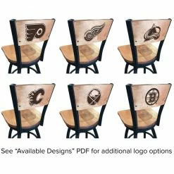 Holland Bar Stool Black Steel NHL Logo Laser Engraved Bar Height Swivel Chair With Maple Back And Seat -Lancaster Table & Seating Shop 1315211
