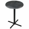 Holland Bar Stool OD211-3030BWOD30RBlkStl 30" Round Black Steel Laminate Outdoor / Indoor Standard Height Table With Cross Base
