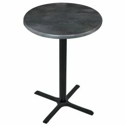 Holland Bar Stool OD211-3030BWOD30RBlkStl 30" Round Black Steel Laminate Outdoor / Indoor Standard Height Table With Cross Base