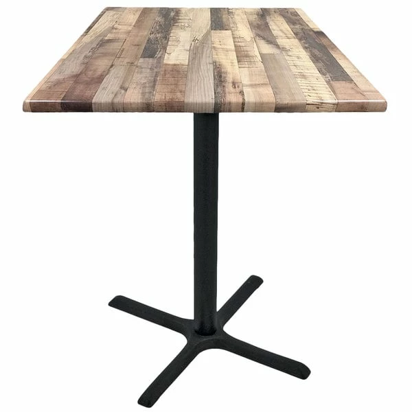 Holland Bar Stool OD211-3030BWOD36SQRustic 36" Square Rustic Wood Laminate Outdoor / Indoor Standard Height Table With Cross Base 1 Holland Bar Stool OD211-3030BWOD36SQRustic 36" Square Rustic Wood Laminate Outdoor / Indoor Standard Height Table With Cross Base