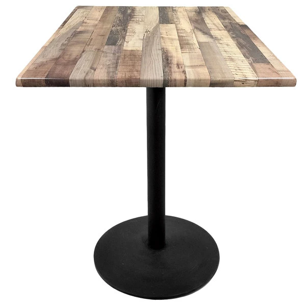 Holland Bar Stool OD214-2242BWOD30SQRustic 30" Square Rustic Wood Laminate Outdoor / Indoor Bar Height Table With Round Base 1 Holland Bar Stool OD214-2242BWOD30SQRustic 30" Square Rustic Wood Laminate Outdoor / Indoor Bar Height Table With Round Base