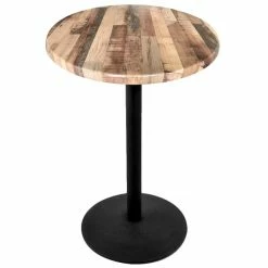 Holland Bar Stool OD214-2242BWOD30RRustic 30" Round Rustic Wood Laminate Outdoor / Indoor Bar Height Table With Round Base