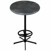 Holland Bar Stool OD21642BWOD36RBlkStl 36" Round Black Steel Laminate Outdoor / Indoor Bar Height Table With Foot Rest Base