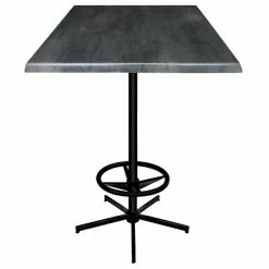Holland Bar Stool OD21642BWOD30SQBlkStl 30" Square Black Steel Laminate Outdoor / Indoor Bar Height Table With Foot Rest Base