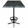 Holland Bar Stool OD21642BWOD36SQBlkStl 36" Square Black Steel Laminate Outdoor / Indoor Bar Height Table With Foot Rest Base