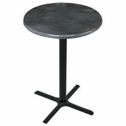 Holland Bar Stool OD211-3036BWOD36RBlkStl 36" Round Black Steel Laminate Outdoor / Indoor Counter Height Table With Cross Base