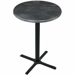 Holland Bar Stool OD211-3042BWOD30RBlkStl 30" Round Black Steel Laminate Outdoor / Indoor Bar Height Table With Cross Base
