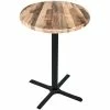 Holland Bar Stool OD211-3042BWOD36RRustic 36" Round Rustic Wood Laminate Outdoor / Indoor Bar Height Table With Cross Base