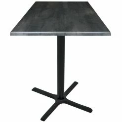 Holland Bar Stool OD211-3042BWOD36SQBlkStl 36" Square Black Steel Laminate Outdoor / Indoor Bar Height Table With Cross Base