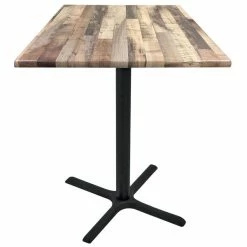 Holland Bar Stool OD211-3042BWOD36SQRustic 36" Square Rustic Wood Laminate Outdoor / Indoor Bar Height Table With Cross Base