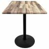 Holland Bar Stool OD214-2230BWOD30SQRustic 30" Square Rustic Wood Laminate Outdoor / Indoor Standard Height Table With Round Base
