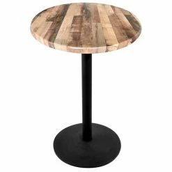Holland Bar Stool OD214-2230BWOD36RRustic 36" Round Rustic Wood Laminate Outdoor / Indoor Standard Height Table With Round Base