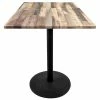 Holland Bar Stool OD214-2230BWOD36SQRustic 36" Square Rustic Wood Laminate Outdoor / Indoor Standard Height Table With Round Base