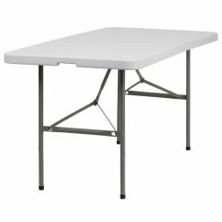 Flash Furniture DAD-YCZ-152Z-GG 30" X 60" Rectangular Granite White Bi-Fold Plastic Folding Table