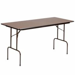 Correll 24" X 72" Walnut Solid High Pressure Heavy Duty Folding Table With Plywood Core