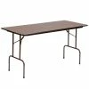 Correll 24" X 96" Walnut Solid High Pressure Heavy Duty Folding Table With Plywood Core