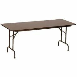 Correll 30" X 96" Walnut Solid High Pressure Heavy Duty Adjustable Height Folding Table With Plywood Core