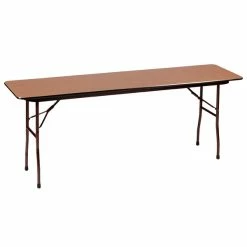 Correll 18" X 96" Rectangular Medium Oak Solid High Pressure Heavy Duty Folding Table With Plywood Core