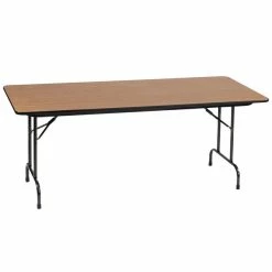 Correll 24" X 48" Rectangular Medium Oak Solid High Pressure Heavy Duty Folding Table With Plywood Core