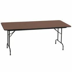 Correll 24" X 48" Rectangular Walnut Solid High Pressure Heavy Duty Folding Table With Plywood Core
