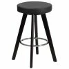 Flash Furniture CH-152600-BK-VY-GG Trenton Series Cappuccino Wood Counter Height Stool With Black Vinyl Seat