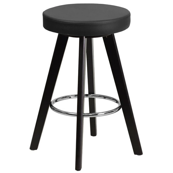 Flash Furniture CH-152600-BK-VY-GG Trenton Series Cappuccino Wood Counter Height Stool With Black Vinyl Seat 1 Flash Furniture CH-152600-BK-VY-GG Trenton Series Cappuccino Wood Counter Height Stool With Black Vinyl Seat