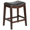 Flash Furniture TA-411026-CA-GG Cappuccino Wood Counter Height Stool With Black Leather Saddle Seat