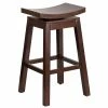 Flash Furniture TA-SADDLE-1-GG Cappuccino Wood Bar Height Stool With Auto Swivel Seat