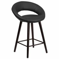 Flash Furniture CH-152551-BK-VY-GG Kelsey Series Cappuccino Wood Counter Height Stool With Black Vinyl Seat