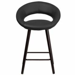 Flash Furniture CH-152551-BK-VY-GG Kelsey Series Cappuccino Wood Counter Height Stool With Black Vinyl Seat -Lancaster Table & Seating Shop 1422561