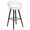 Flash Furniture CH-152560-WH-VY-GG Brynn Series Cappuccino Wood Bar Height Stool With White Vinyl Seat