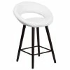 Flash Furniture CH-152551-WH-VY-GG Kelsey Series Cappuccino Wood Counter Height Stool With White Vinyl Seat