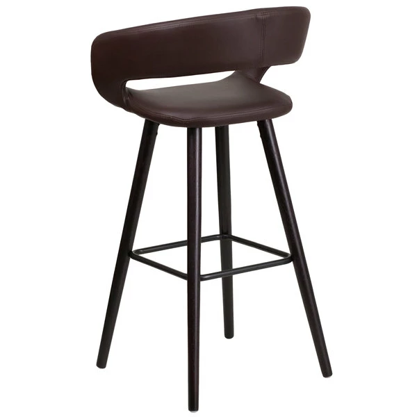 Flash Furniture CH-152560-BRN-VY-GG Brynn Series Cappuccino Wood Bar Height Stool With Brown Vinyl Seat 2 Flash Furniture CH-152560-BRN-VY-GG Brynn Series Cappuccino Wood Bar Height Stool With Brown Vinyl Seat - Image 2