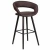 Flash Furniture CH-152560-BRN-VY-GG Brynn Series Cappuccino Wood Bar Height Stool With Brown Vinyl Seat