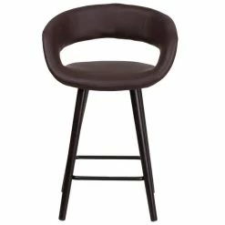 Flash Furniture CH-152561-BRN-VY-GG Brynn Series Cappuccino Wood Counter Height Stool With Brown Vinyl Seat -Lancaster Table & Seating Shop 1423570
