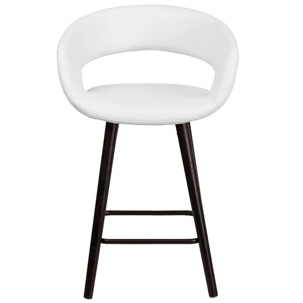 Flash Furniture CH-152561-WH-VY-GG Brynn Series Cappuccino Wood Counter Height Stool With White Vinyl Seat 3 Flash Furniture CH-152561-WH-VY-GG Brynn Series Cappuccino Wood Counter Height Stool With White Vinyl Seat - Image 3