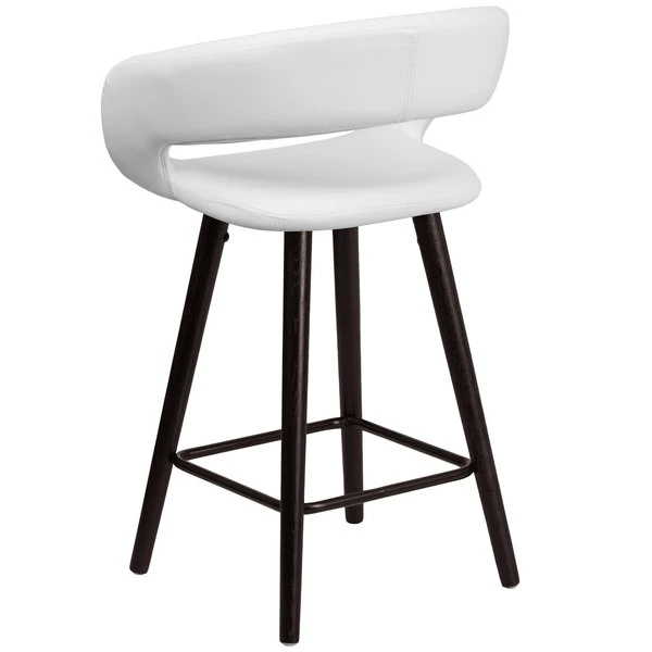 Flash Furniture CH-152561-WH-VY-GG Brynn Series Cappuccino Wood Counter Height Stool With White Vinyl Seat 2 Flash Furniture CH-152561-WH-VY-GG Brynn Series Cappuccino Wood Counter Height Stool With White Vinyl Seat - Image 2